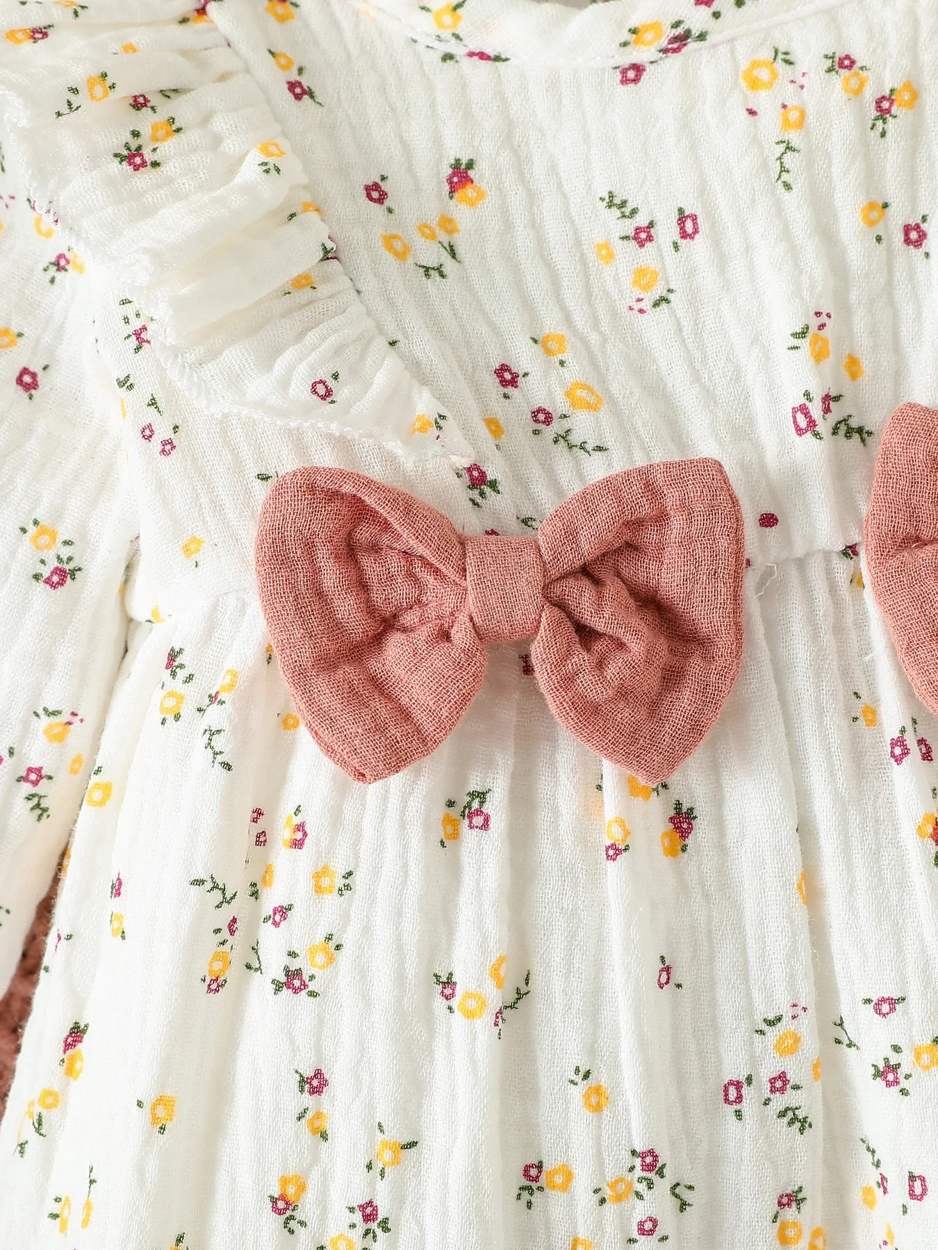 Baby Girls Summer Long Sleeve Printing Love With Bowknot For Casual Daily Cotton Jumpsuit