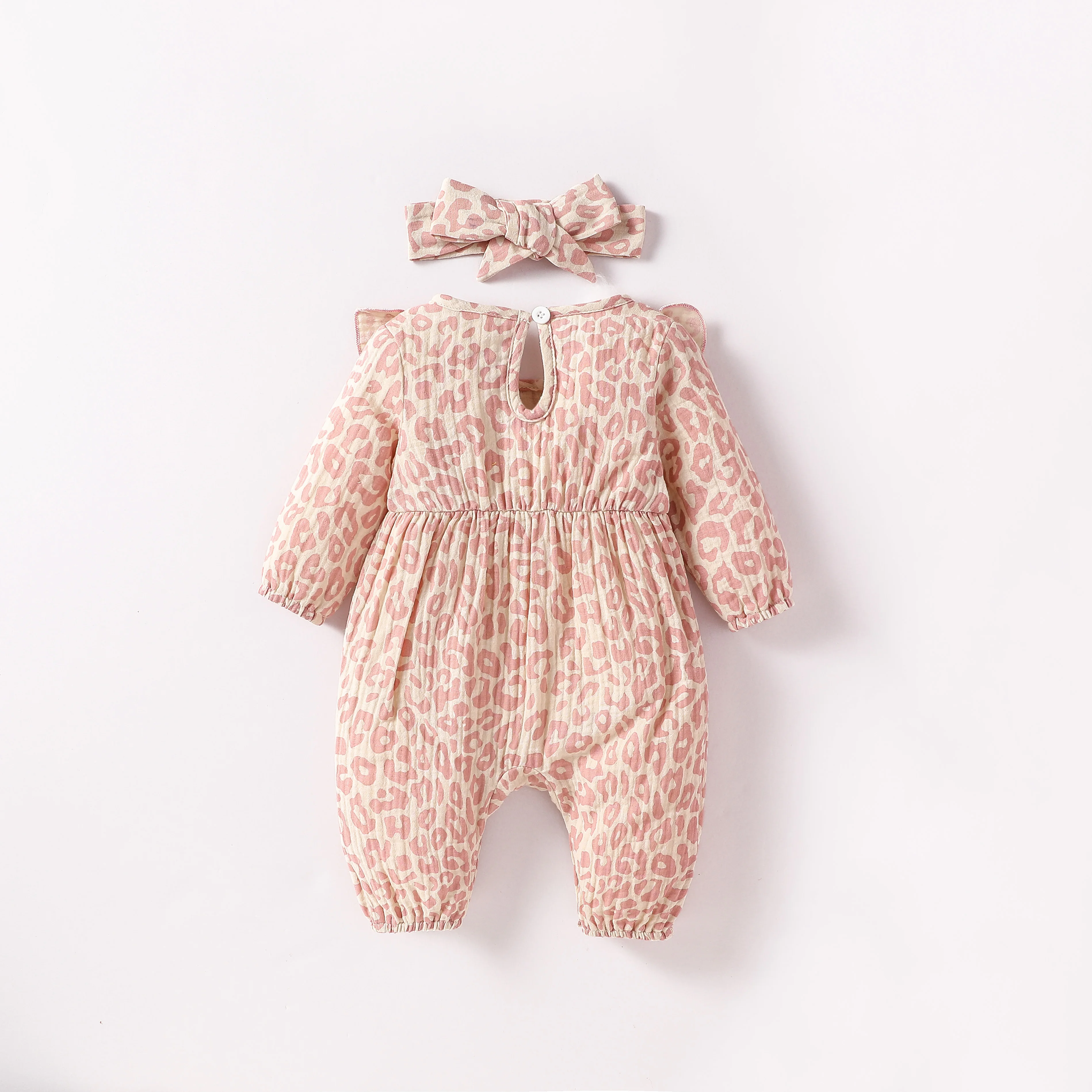 Baby Girls Summer Long Sleeve Printing Love With Bowknot For Casual Daily Cotton Jumpsuit