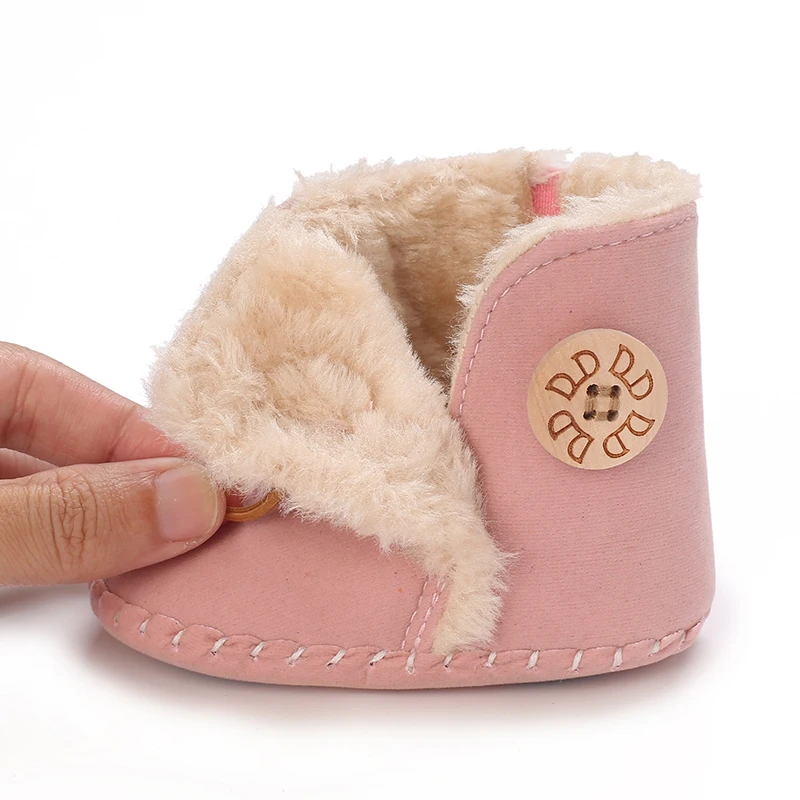 Sweet pink autumn and Winter Plush and Warm Baby Girl Cotton Shoes 0-18 Months Baby Walking Shoes