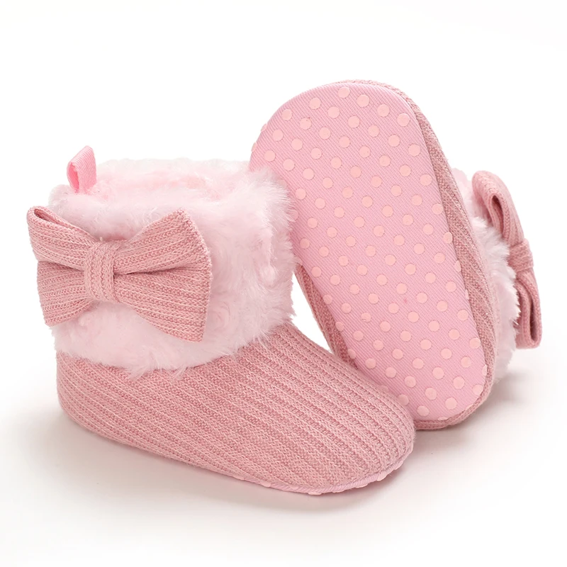 Sweet pink autumn and Winter Plush and Warm Baby Girl Cotton Shoes 0-18 Months Baby Walking Shoes
