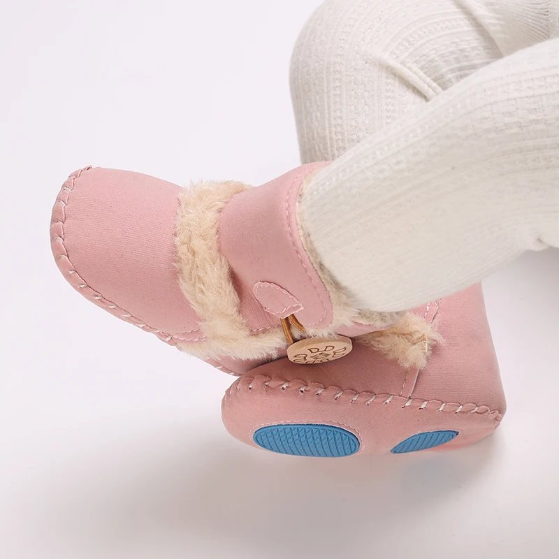 Sweet pink autumn and Winter Plush and Warm Baby Girl Cotton Shoes 0-18 Months Baby Walking Shoes