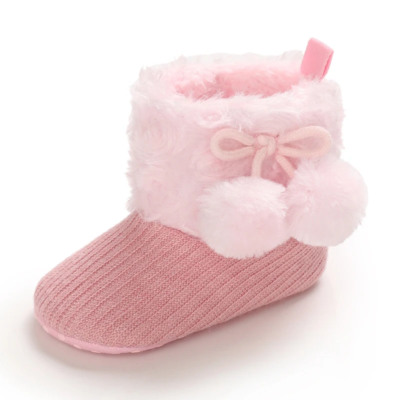 Sweet pink autumn and Winter Plush and Warm Baby Girl Cotton Shoes 0-18 Months Baby Walking Shoes
