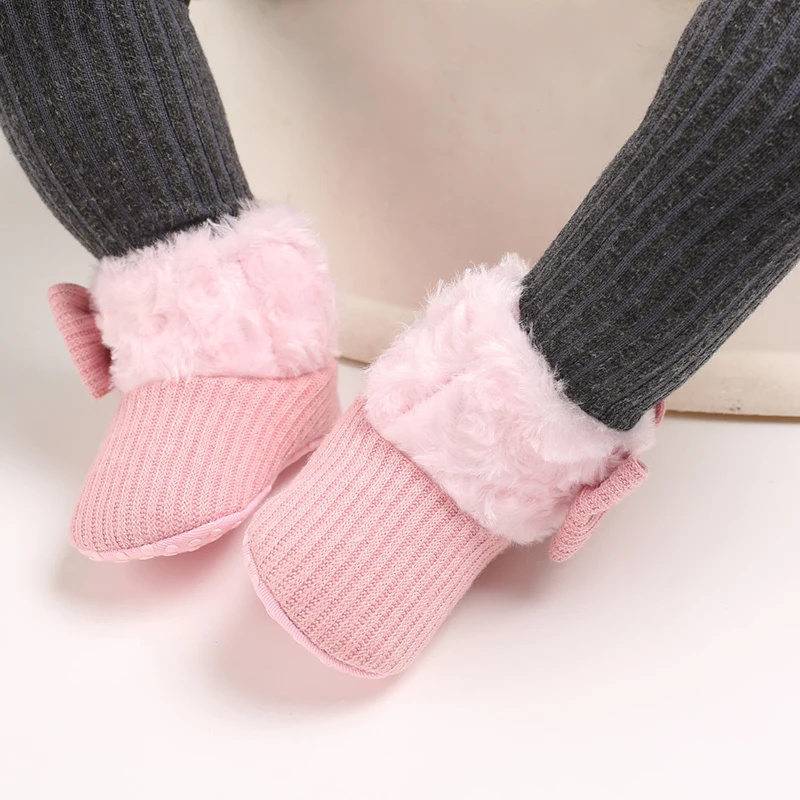 Sweet pink autumn and Winter Plush and Warm Baby Girl Cotton Shoes 0-18 Months Baby Walking Shoes