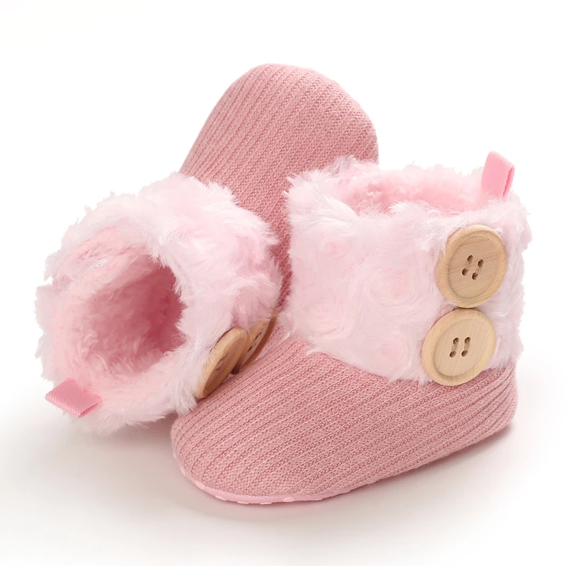 Sweet pink autumn and Winter Plush and Warm Baby Girl Cotton Shoes 0-18 Months Baby Walking Shoes