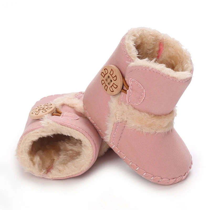 Sweet pink autumn and Winter Plush and Warm Baby Girl Cotton Shoes 0-18 Months Baby Walking Shoes
