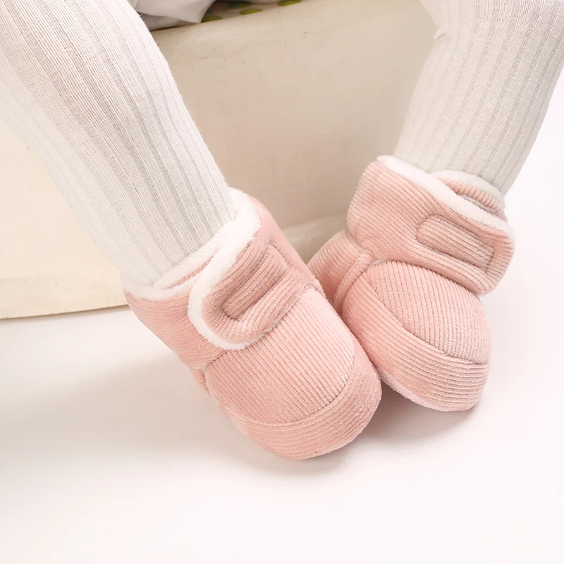 Sweet pink autumn and Winter Plush and Warm Baby Girl Cotton Shoes 0-18 Months Baby Walking Shoes