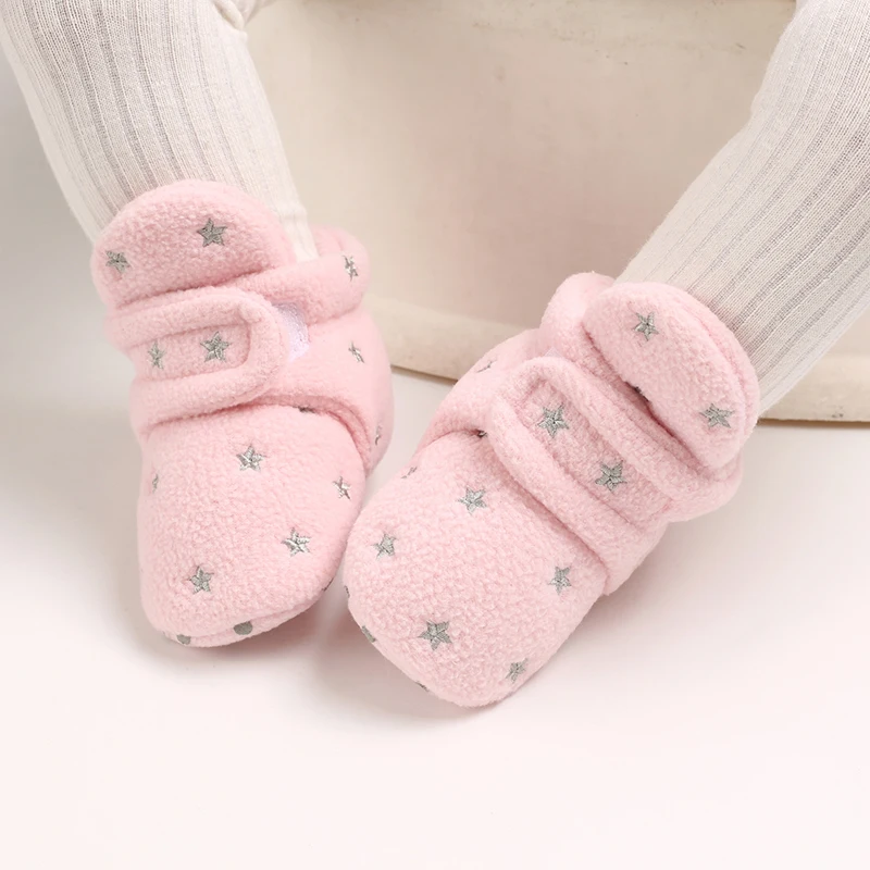 Sweet pink autumn and Winter Plush and Warm Baby Girl Cotton Shoes 0-18 Months Baby Walking Shoes