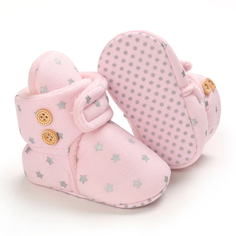 Sweet pink autumn and Winter Plush and Warm Baby Girl Cotton Shoes 0-18 Months Baby Walking Shoes