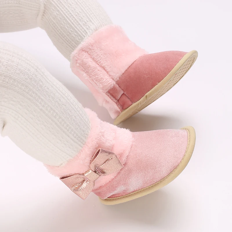 Sweet pink autumn and Winter Plush and Warm Baby Girl Cotton Shoes 0-18 Months Baby Walking Shoes