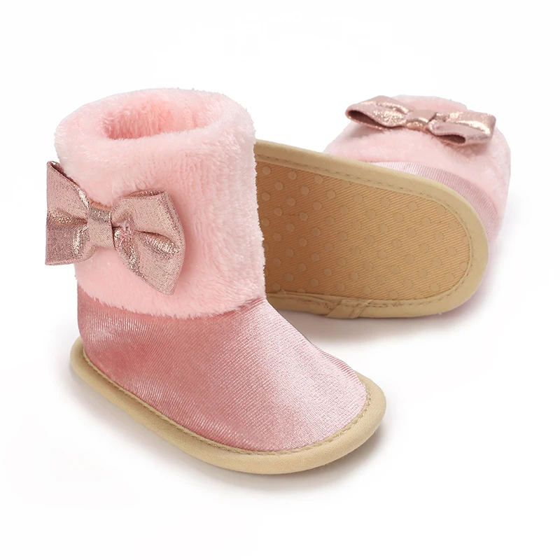 Sweet pink autumn and Winter Plush and Warm Baby Girl Cotton Shoes 0-18 Months Baby Walking Shoes