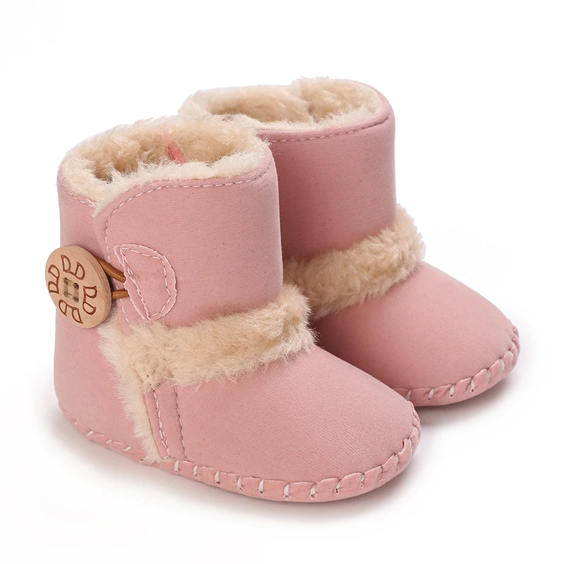 Sweet pink autumn and Winter Plush and Warm Baby Girl Cotton Shoes 0-18 Months Baby Walking Shoes
