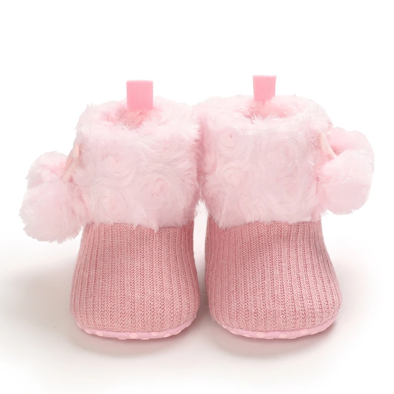 Sweet pink autumn and Winter Plush and Warm Baby Girl Cotton Shoes 0-18 Months Baby Walking Shoes