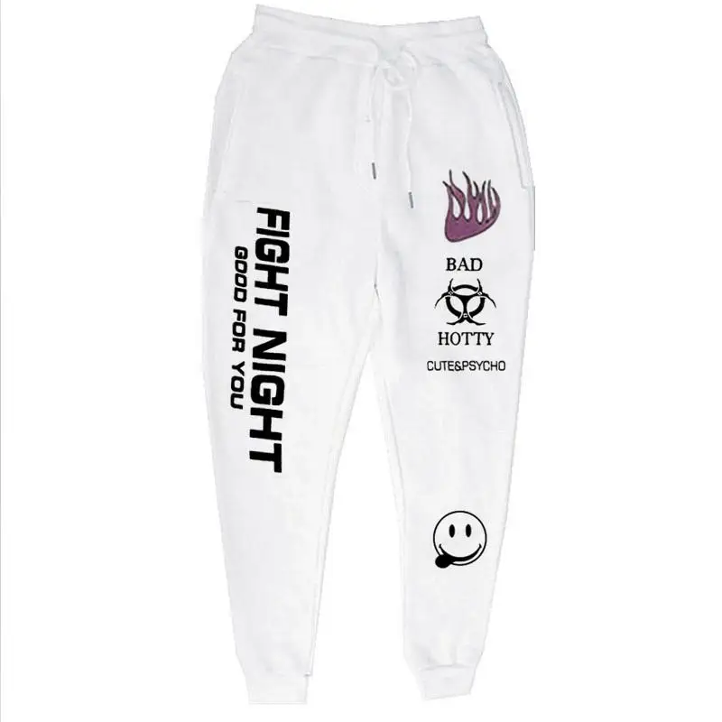 Letter Print Sweatpants Baggy Pants Women Joggers Harajuku Wide Leg Pencil Trousers Loose High Waist Sweat Pants Fight Night