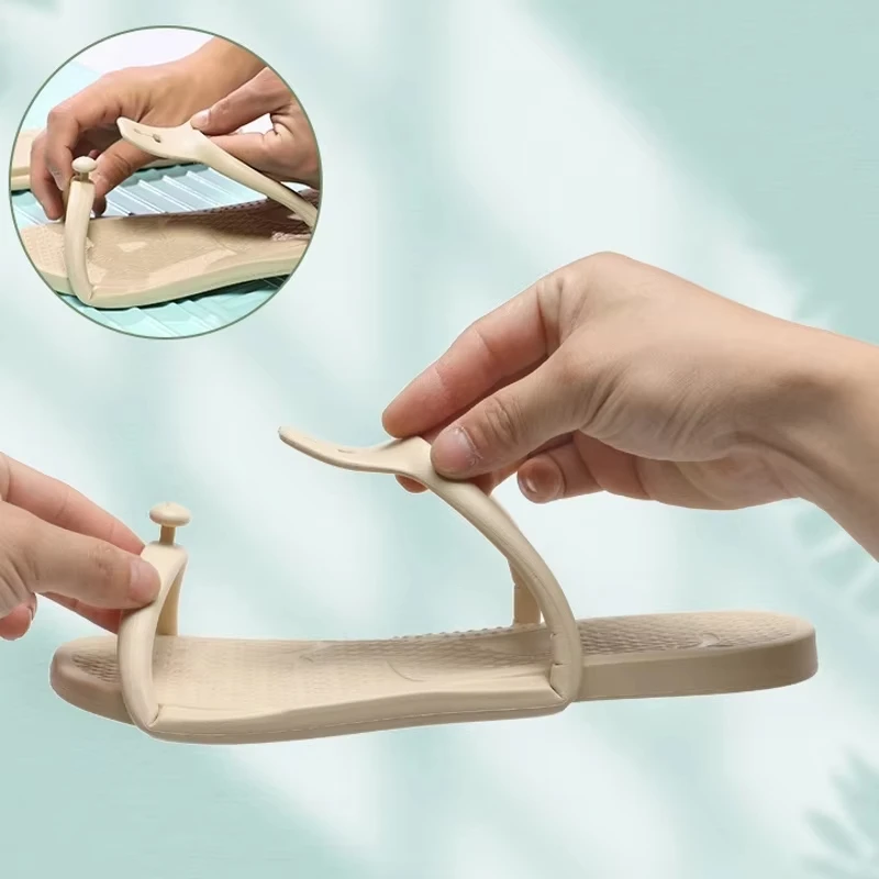 2024 Summer Women Folding Slippers Adults Portable Trip Travel Sandals Couples Indoor Soft Slides Men Beach Non-slip EVA Shoes