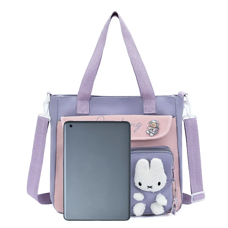 Tote Bag, Student Carrying Book Bag, Female Large Capacity Junior High School Student Tutoring Bag, Crossbody Backpack
