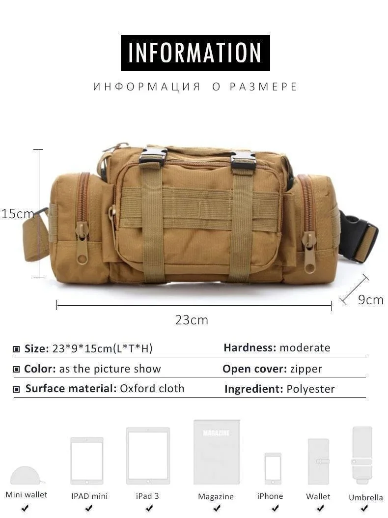 Duffel Waist Bag Molle Waterproof Fanny Packs Camera Bag EDC Utility Pouch Crossbody with Shoulder Strap Hand Carry