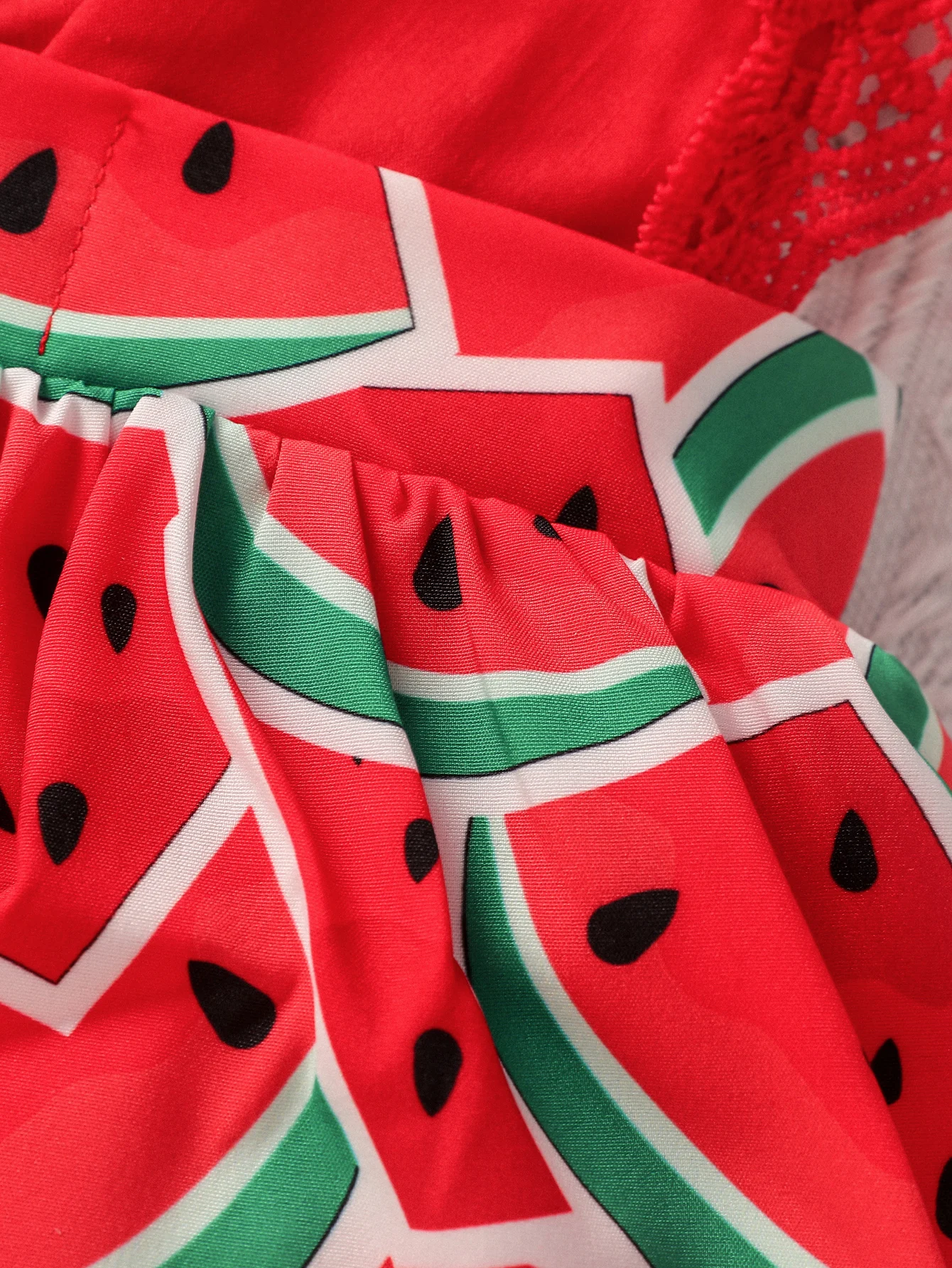 Newborn Baby Girl Summer Sleeveless Watermelon V Neck European and American Style Princesses Dress