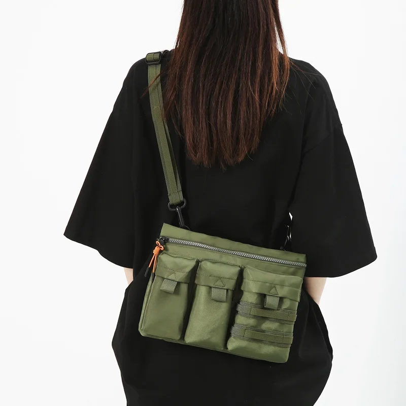 Streetwear Unisex Nylon Tactical Messenger Bags Casual Bullet Bessenger Bag Hip Hop Vest Bag Function Tactics Phone Shoulder Bag