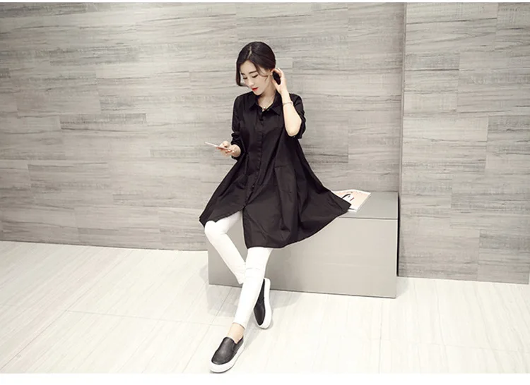 White Shirt Chemises Femmes Loose Type Elegant Blouses Mid-length Style Plus Size Women Clothes Long Sleeve Blouse Shirts