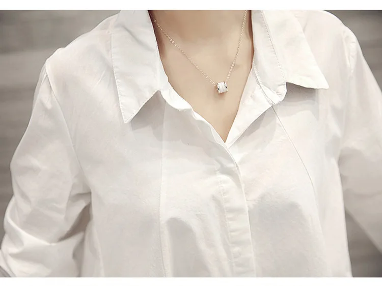 White Shirt Chemises Femmes Loose Type Elegant Blouses Mid-length Style Plus Size Women Clothes Long Sleeve Blouse Shirts