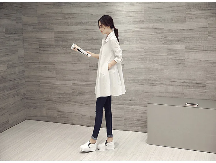 White Shirt Chemises Femmes Loose Type Elegant Blouses Mid-length Style Plus Size Women Clothes Long Sleeve Blouse Shirts