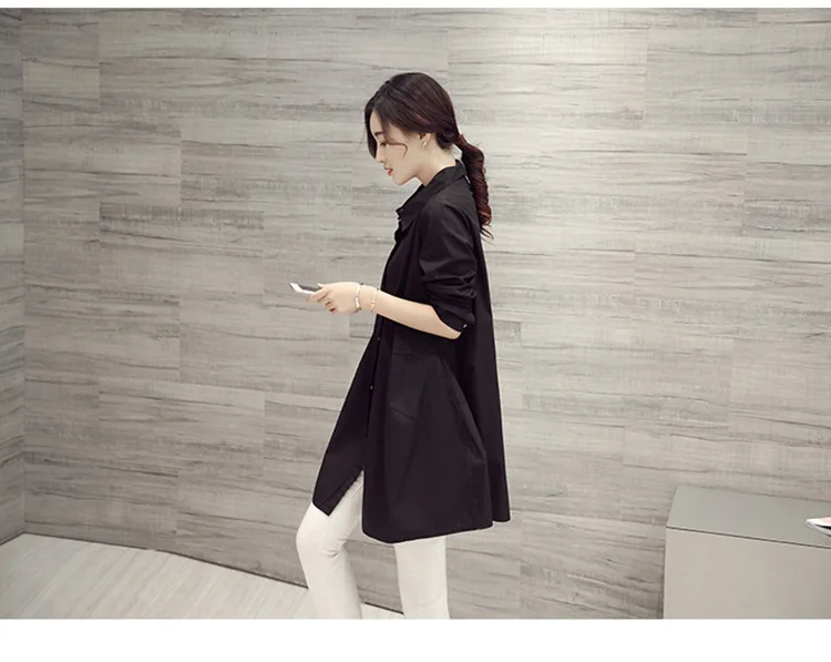 White Shirt Chemises Femmes Loose Type Elegant Blouses Mid-length Style Plus Size Women Clothes Long Sleeve Blouse Shirts
