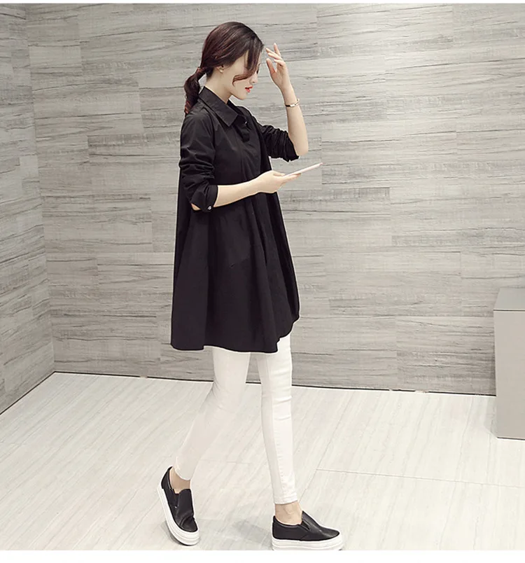 White Shirt Chemises Femmes Loose Type Elegant Blouses Mid-length Style Plus Size Women Clothes Long Sleeve Blouse Shirts