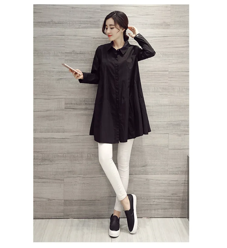 White Shirt Chemises Femmes Loose Type Elegant Blouses Mid-length Style Plus Size Women Clothes Long Sleeve Blouse Shirts