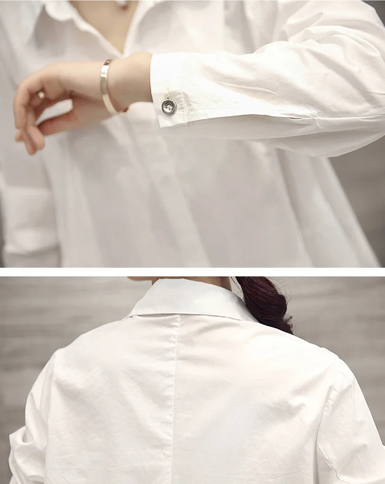 White Shirt Chemises Femmes Loose Type Elegant Blouses Mid-length Style Plus Size Women Clothes Long Sleeve Blouse Shirts
