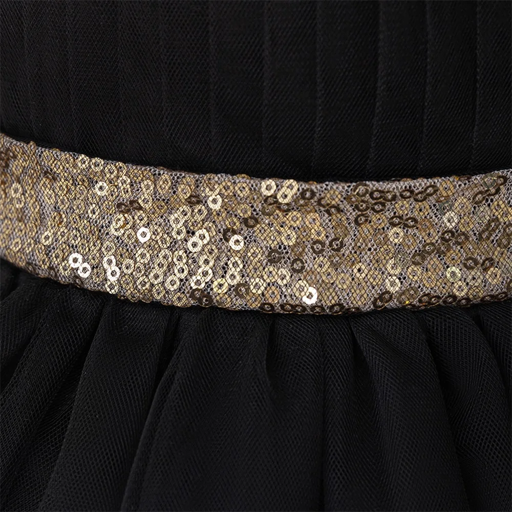 Baby Girls Trailing Tail Black Party Dress Kids Lace Fluffy Evening Princess Gown Elegant Girl Fashion Birthday Tutu Dresses