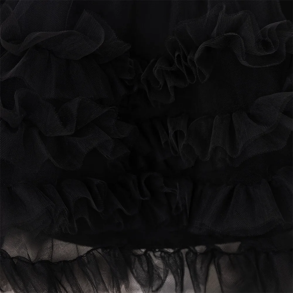 Baby Girls Trailing Tail Black Party Dress Kids Lace Fluffy Evening Princess Gown Elegant Girl Fashion Birthday Tutu Dresses