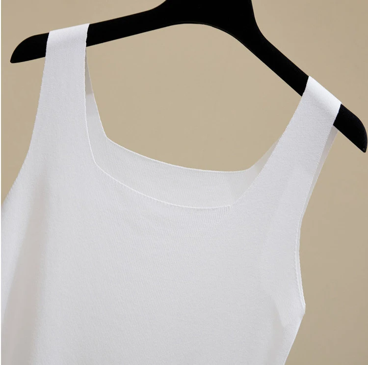 Summer Off Shoulder Tank Tops Women Fitness Short Camis Vest Female Knitted Sexy Square Collar Solid Crop Tops