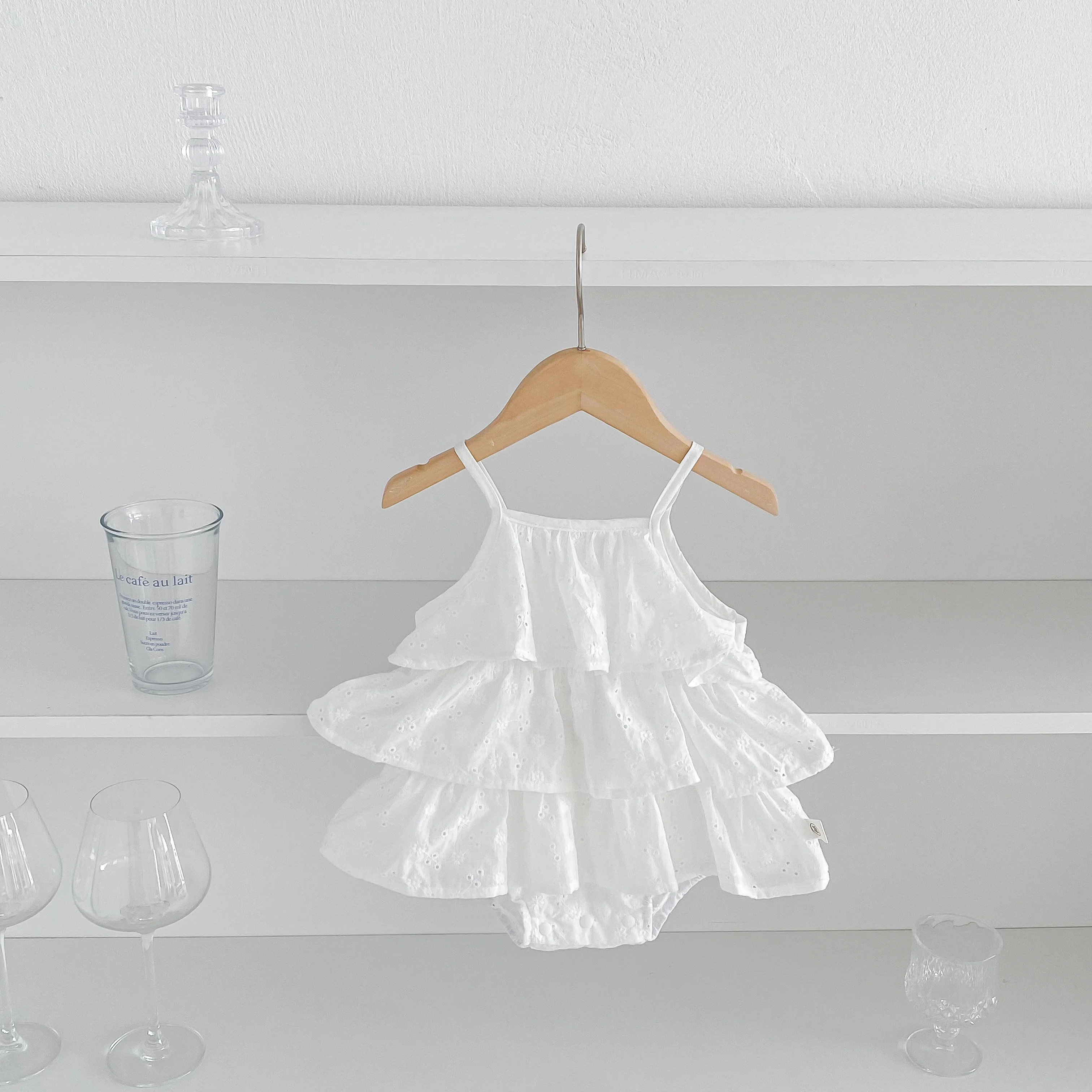 Korea Fashion Baby Girls Camisole Romepr Princess Cotton Sling Infant Bodysuit Dress Baby Outfit 0-2 Years Old