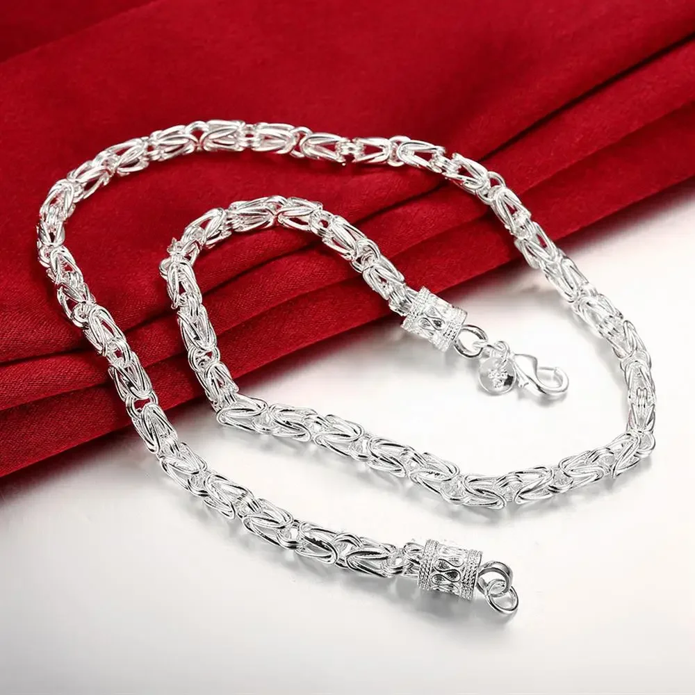 Fashion Classic 925 Sterling Silver 6MM Geometry Chain Necklace Bracelet for Man Party Wedding Jewelry Set Fine Christmas Gifts