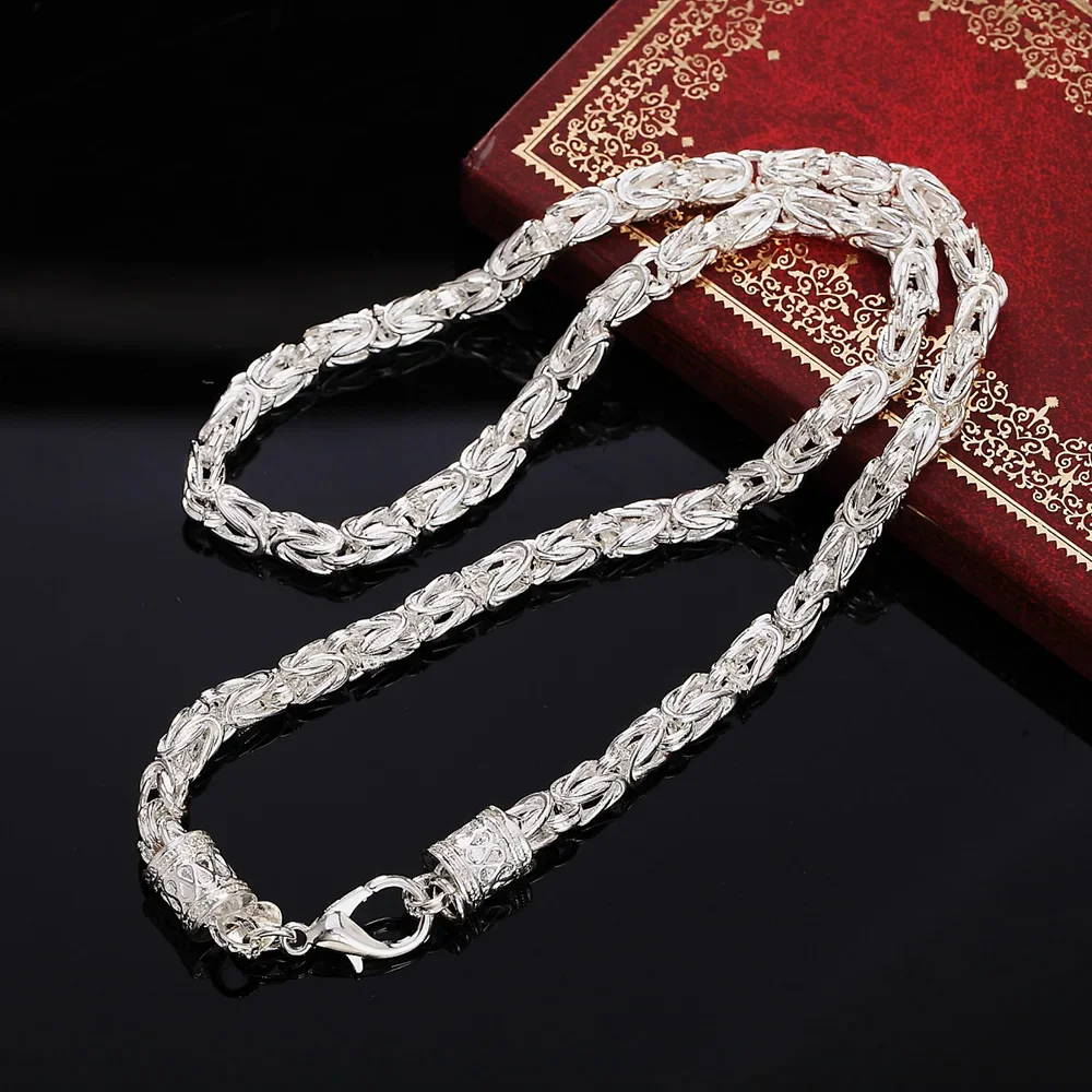 Fashion Classic 925 Sterling Silver 6MM Geometry Chain Necklace Bracelet for Man Party Wedding Jewelry Set Fine Christmas Gifts