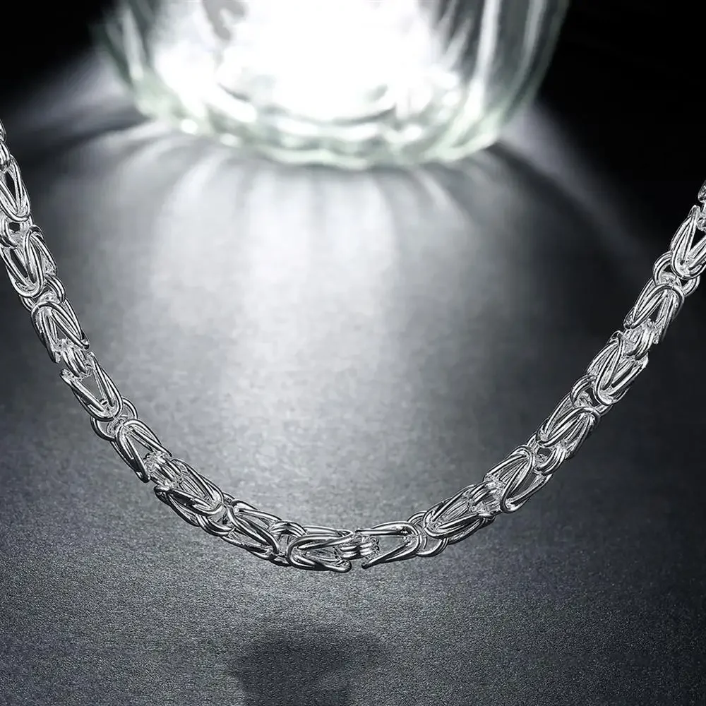 Fashion Classic 925 Sterling Silver 6MM Geometry Chain Necklace Bracelet for Man Party Wedding Jewelry Set Fine Christmas Gifts