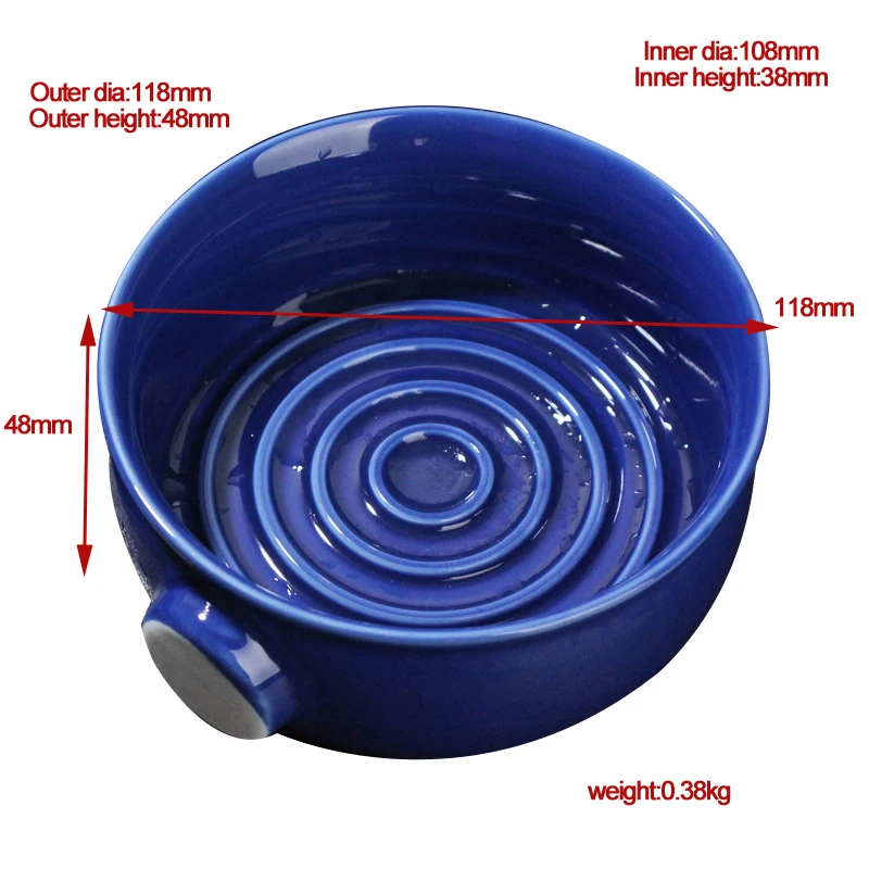 Wide mouth shaving soap, foam making bowl, soft bristled brush, foaming spiral ceramic shaving bowl