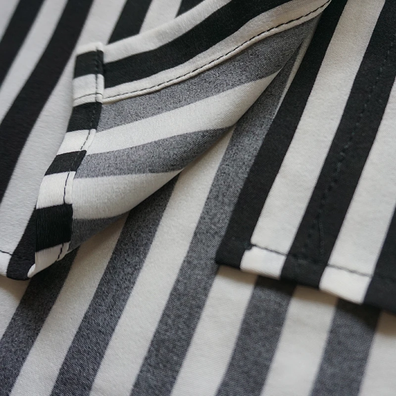 Women Shirt Black and White Striped Button Down Long Sleeve Oversize Boyfriend Blouse Tops blusas para mujer Outfit