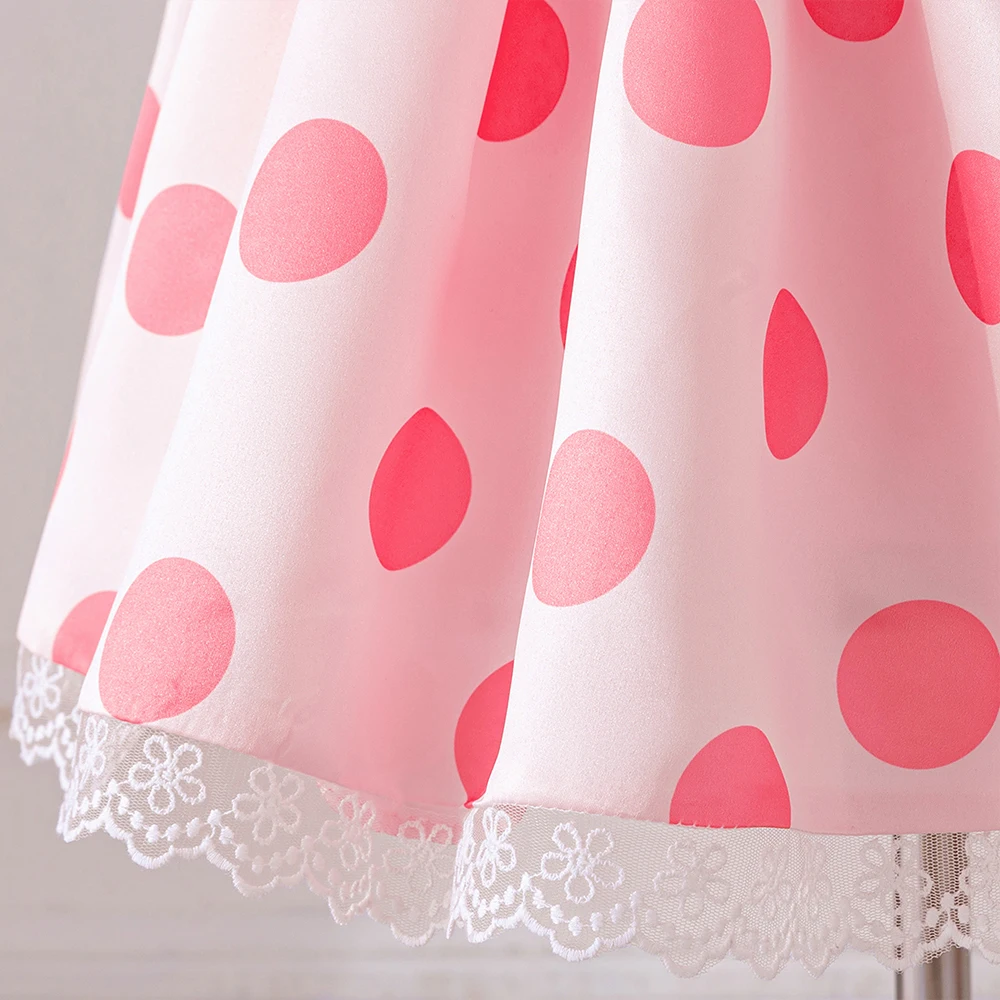 Baby Girl Dot Princess Party Dress Kids 1st Birthday Baptism Tutu Dresses Toddler Girl Fluffy Pleated Summer Gown Infant Costume