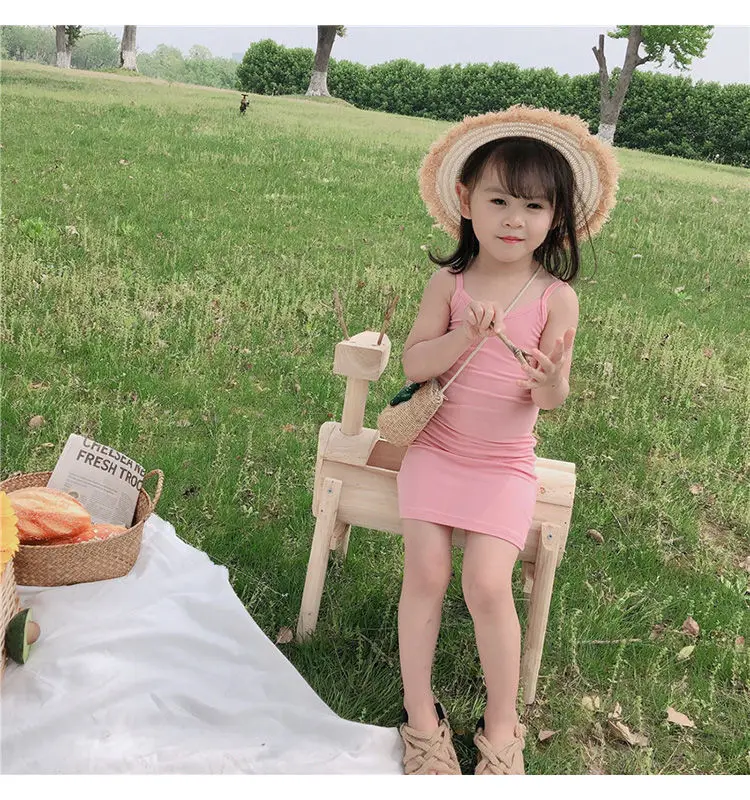 Kids Girl Clothes Summer New Sling Dress Slim Style Dresses Sweet and lovely Daily Casual Clothing for Child Girl