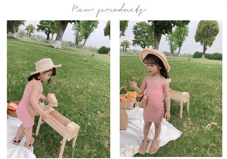Kids Girl Clothes Summer New Sling Dress Slim Style Dresses Sweet and lovely Daily Casual Clothing for Child Girl