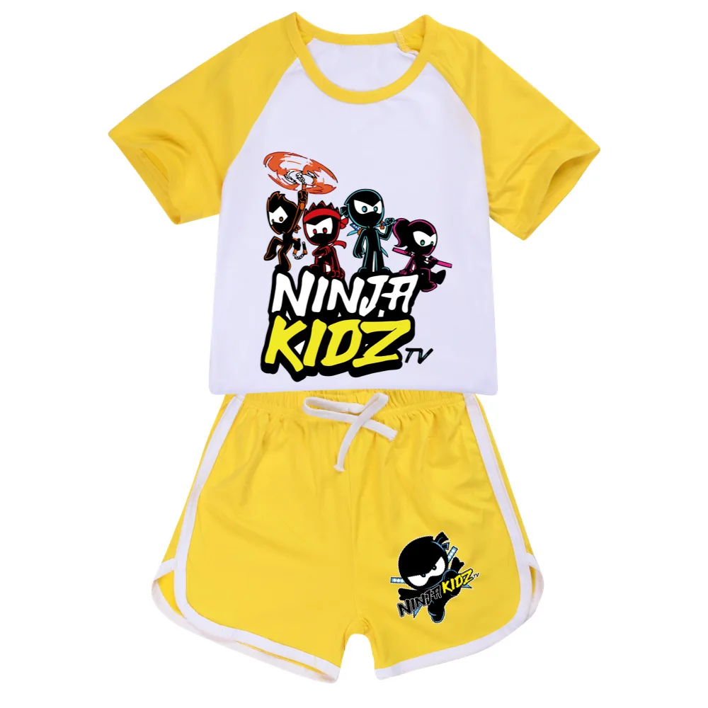 Ninja Kidz Kids Clothes Cotton Sport Tracksuits T-shirts Sweatshirt Suit Cartoon Pattern Set Teenager Baby Boys Girls Clothing