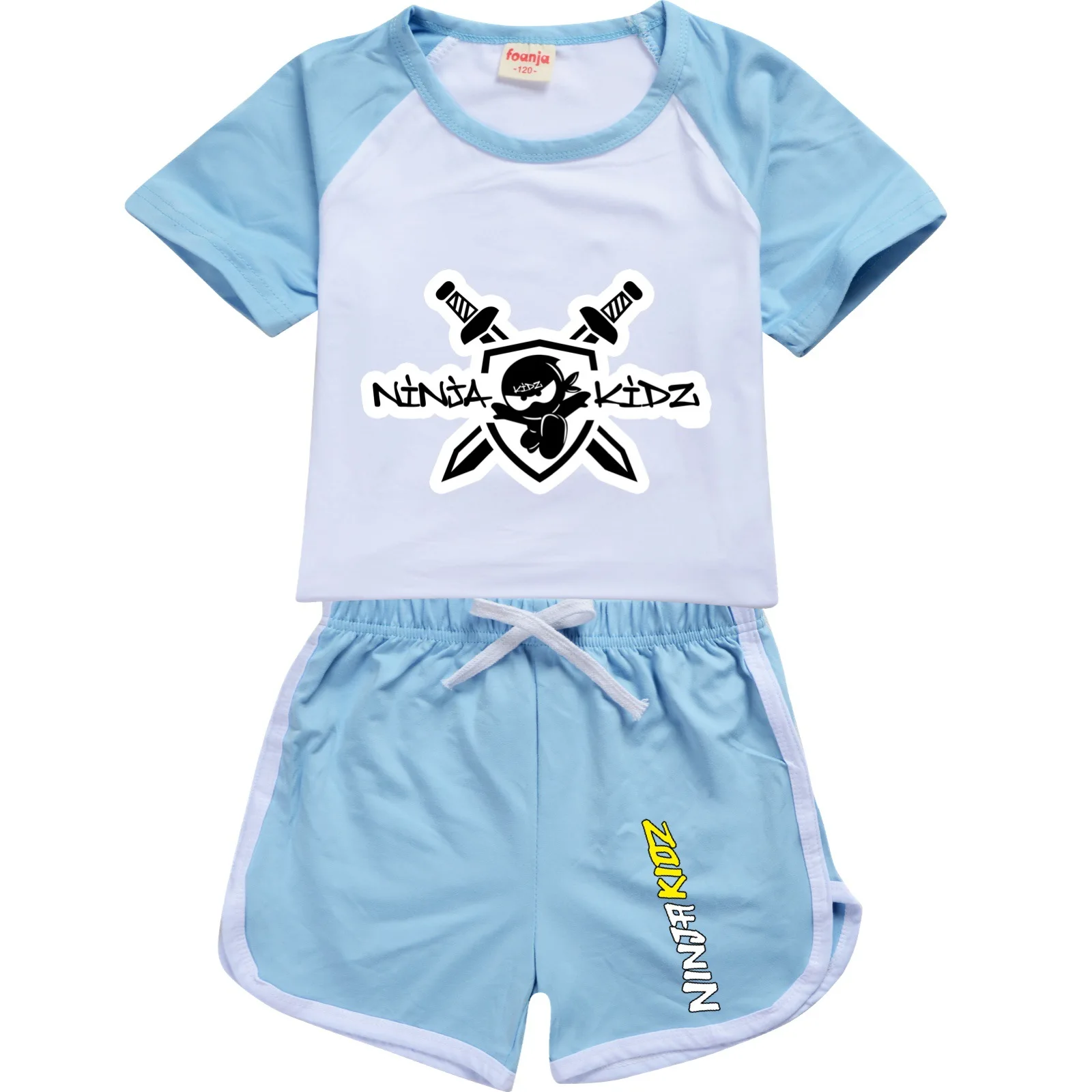 Ninja Kidz Kids Clothes Cotton Sport Tracksuits T-shirts Sweatshirt Suit Cartoon Pattern Set Teenager Baby Boys Girls Clothing