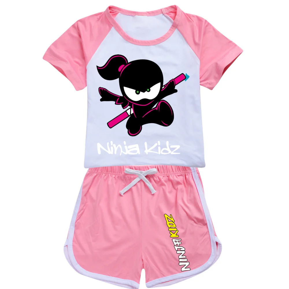 Ninja Kidz Kids Clothes Cotton Sport Tracksuits T-shirts Sweatshirt Suit Cartoon Pattern Set Teenager Baby Boys Girls Clothing
