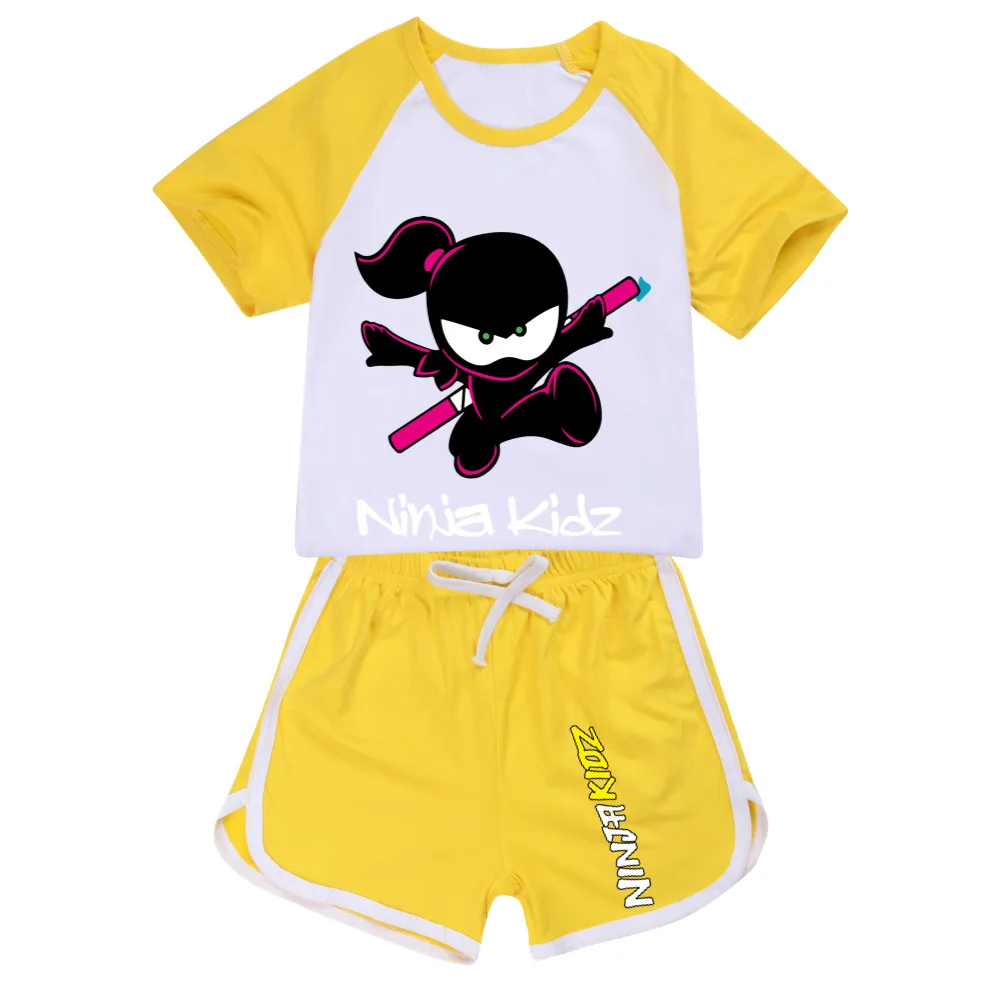 Ninja Kidz Kids Clothes Cotton Sport Tracksuits T-shirts Sweatshirt Suit Cartoon Pattern Set Teenager Baby Boys Girls Clothing