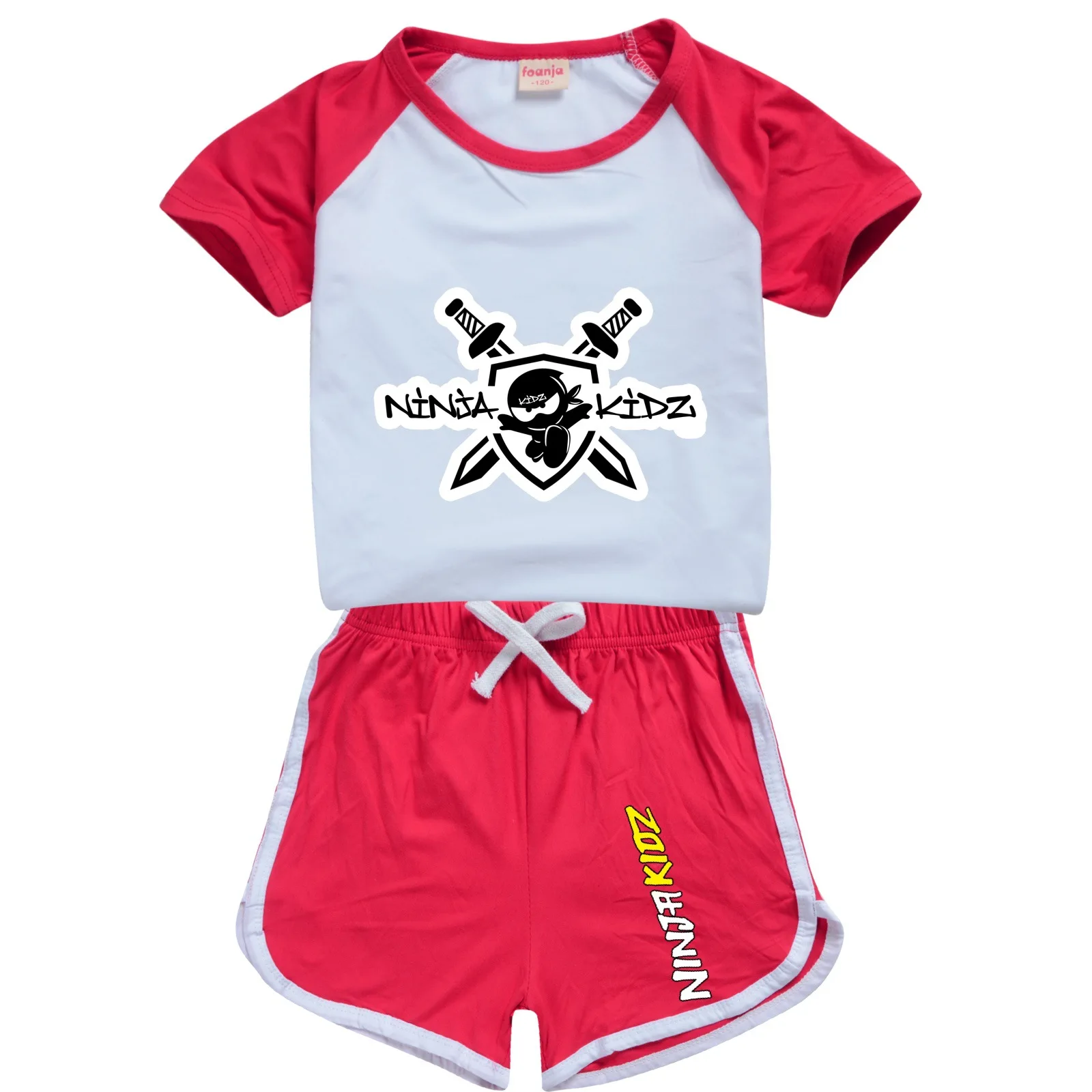 Ninja Kidz Kids Clothes Cotton Sport Tracksuits T-shirts Sweatshirt Suit Cartoon Pattern Set Teenager Baby Boys Girls Clothing