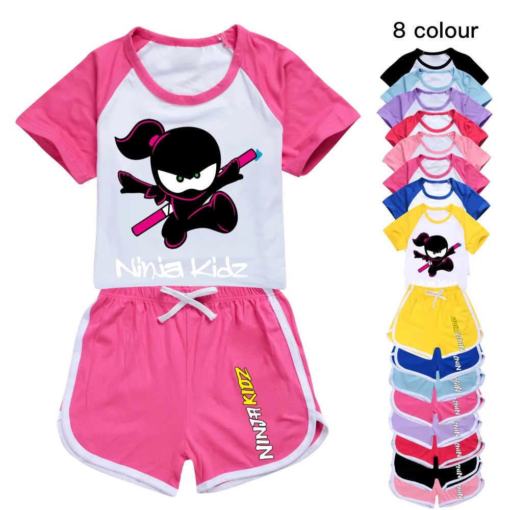 Ninja Kidz Kids Clothes Cotton Sport Tracksuits T-shirts Sweatshirt Suit Cartoon Pattern Set Teenager Baby Boys Girls Clothing