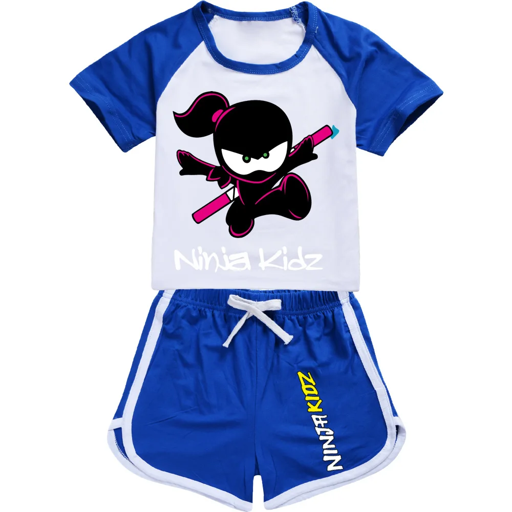Ninja Kidz Kids Clothes Cotton Sport Tracksuits T-shirts Sweatshirt Suit Cartoon Pattern Set Teenager Baby Boys Girls Clothing