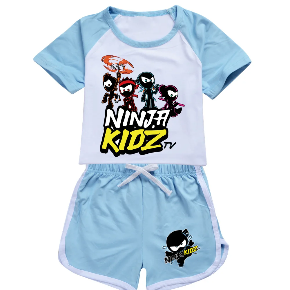 Ninja Kidz Kids Clothes Cotton Sport Tracksuits T-shirts Sweatshirt Suit Cartoon Pattern Set Teenager Baby Boys Girls Clothing