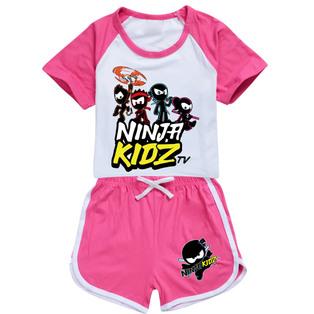 Ninja Kidz Kids Clothes Cotton Sport Tracksuits T-shirts Sweatshirt Suit Cartoon Pattern Set Teenager Baby Boys Girls Clothing
